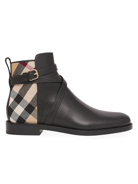 burberry house check and leather ankle boots|Burberry Pryle House Check & Leather Ankle Boots.